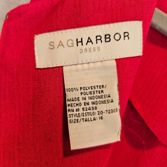 Sag Harbor Womens 16 Red Two-Piece Dress Jacket Set career Formal embroidered - Picture 9 of 16